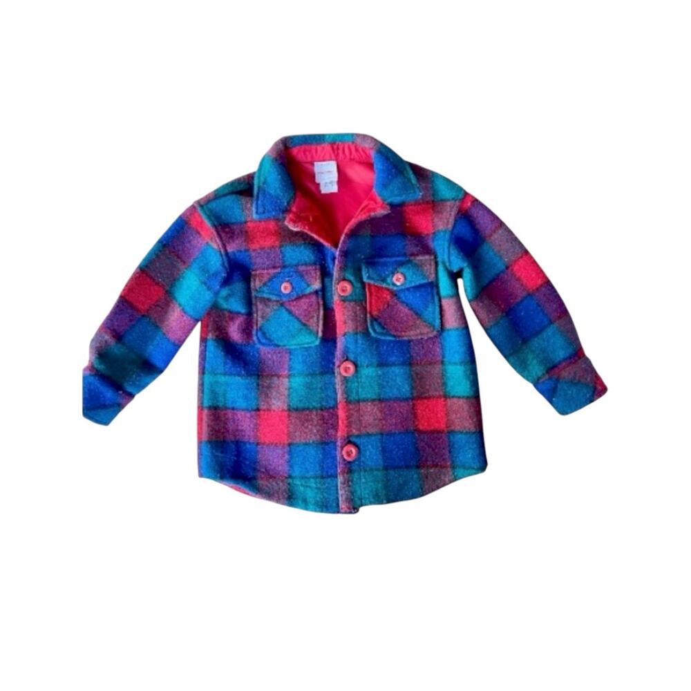 Hanna Andersson Boys Plaid Jacket Teal Red Blue Size 4